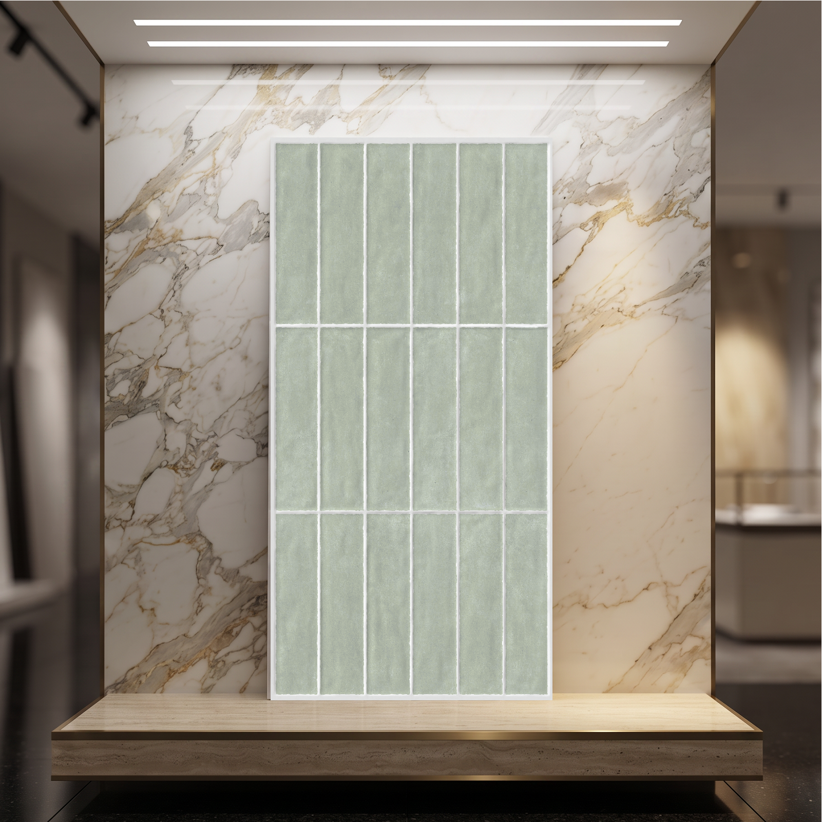 Gạch Novita Sorriso4802 Sage Green 40x80cm gạch giả thẻ xanh sage